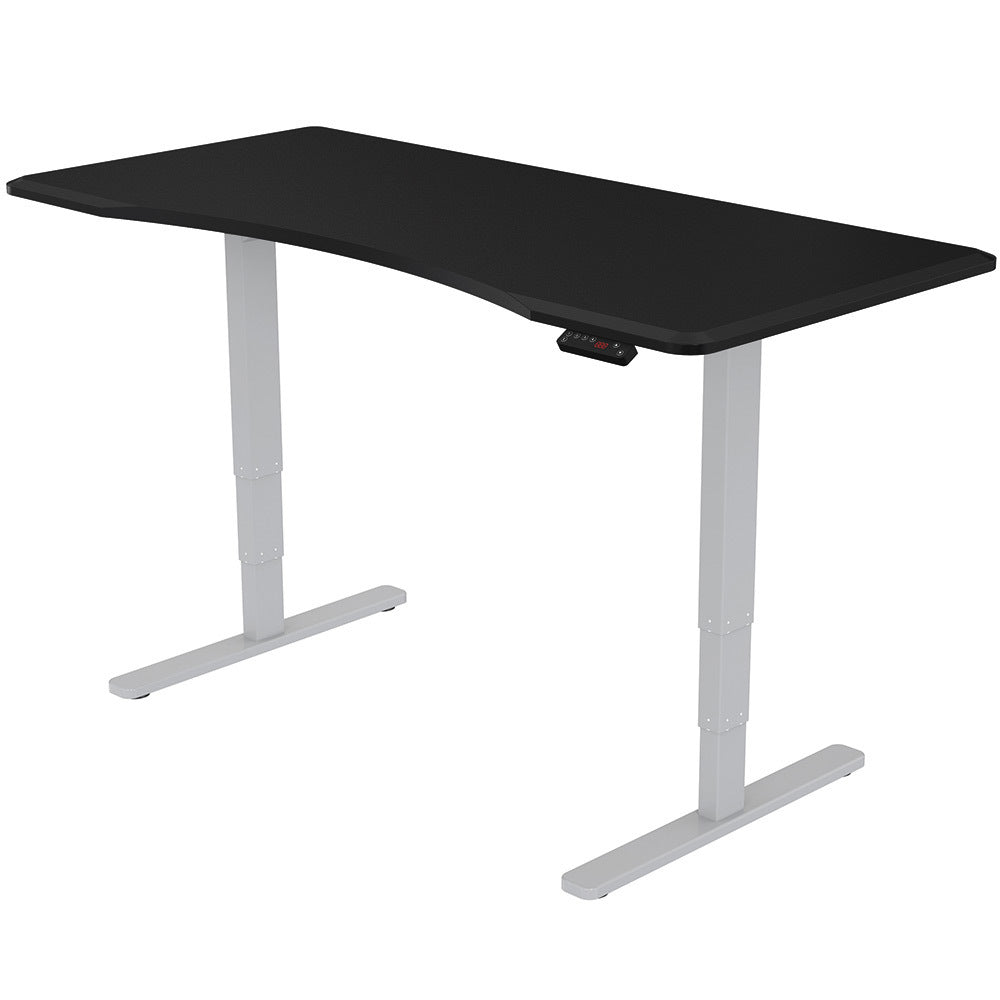 Fortia Sit To Stand Up Standing Desk 160X75cm 62 128Cm Electric Height Adjustable Dual Motor 120Kg Load Arched Black/Sil