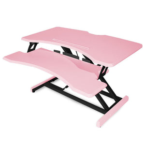 Fortia Desk Riser 77Cm Wide Adjustable Sit To Stand Dual Monitor Keyboard Laptop Pink