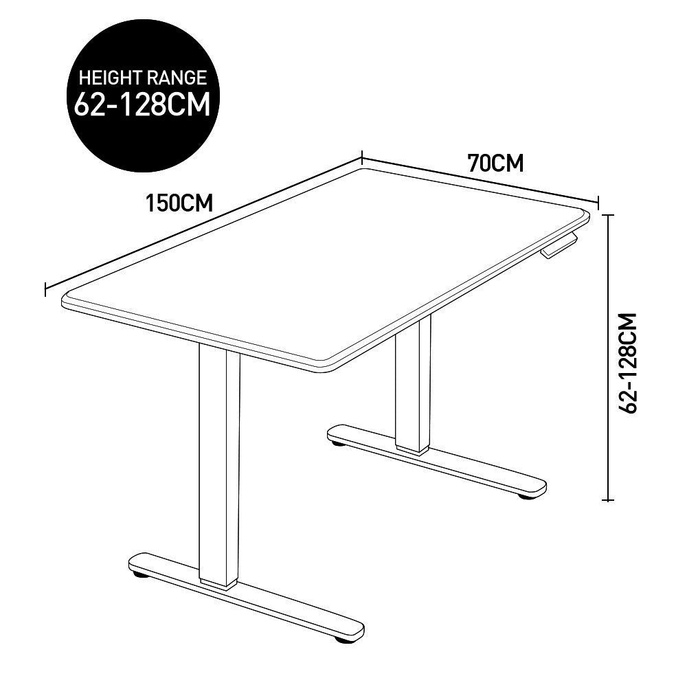 Fortia Sit To Stand Up Standing Desk 150X70cm 62 128Cm Electric Height Adjustable Dual Motor 120Kg Load White Oak Style/