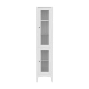 Artiss Bathroom Storage Cabinet 160Cm Tall Slim Floor Cupboard Toilet Glass Door White