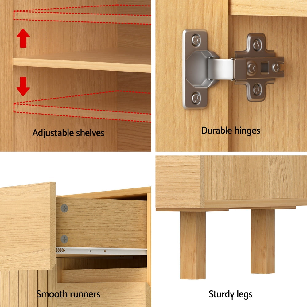 Artiss 130Cm Buffet Sideboard Cupboard Cabinet Pantry Storage Drawer Pine