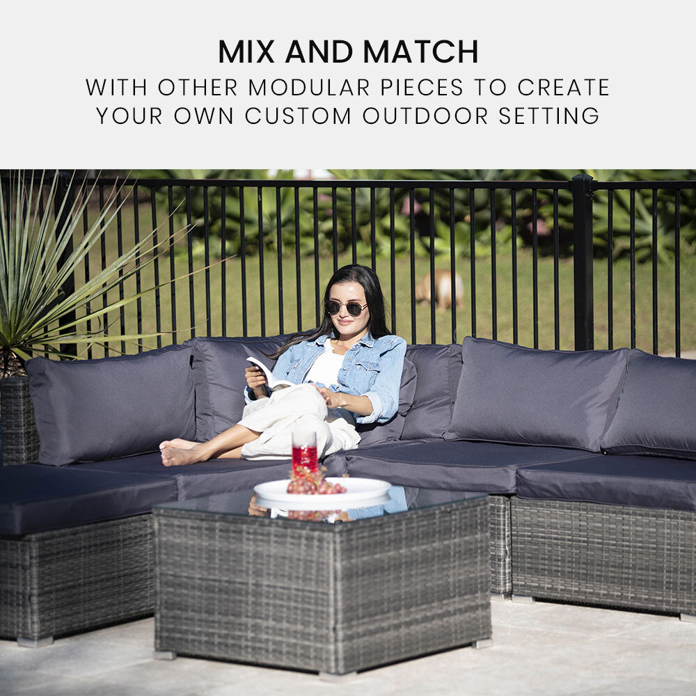 Rattan 1 Piece Outdoor Wicker Coffee Table Grey