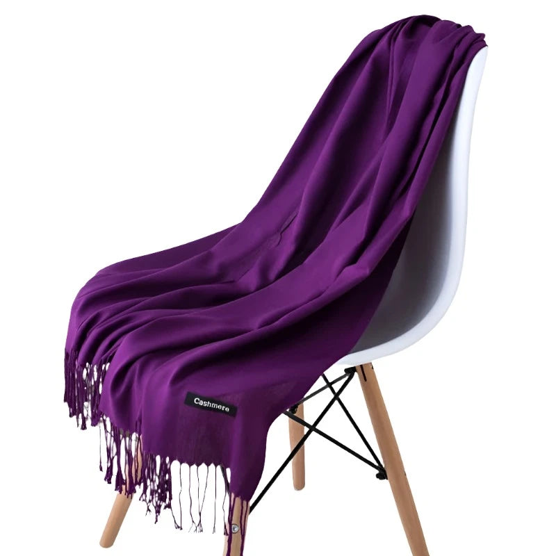 Fashion Women Scarf Thin Shawls Solid Colour Cashmere Like Pashmina Hijabs Wraps