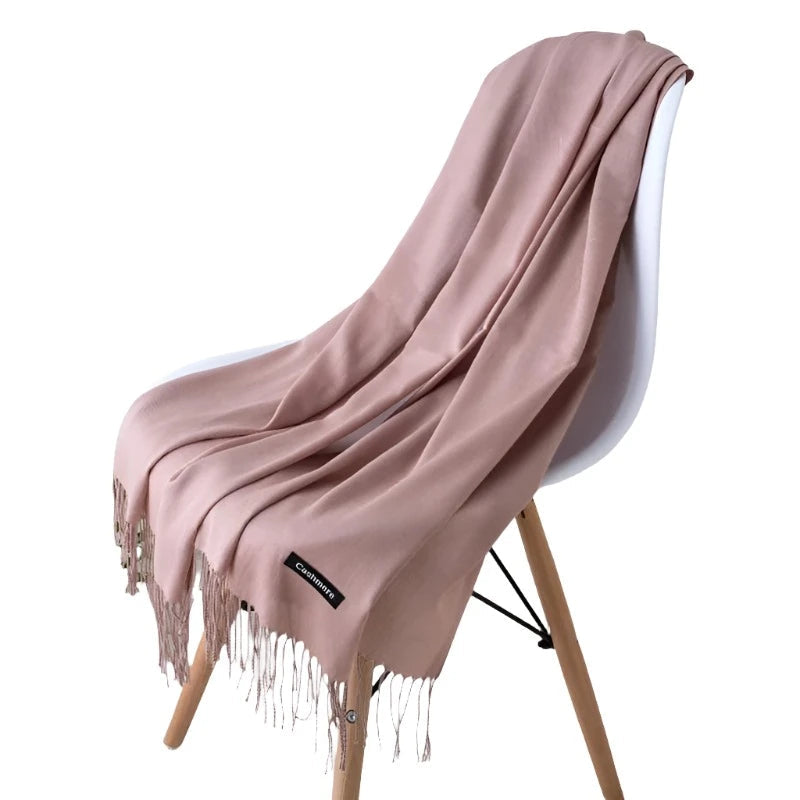 Fashion Women Scarf Thin Shawls Solid Colour Cashmere Like Pashmina Hijabs Wraps