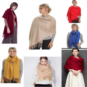 Fashion Women Scarf Thin Shawls Solid Colour Cashmere Like Pashmina Hijabs Wraps