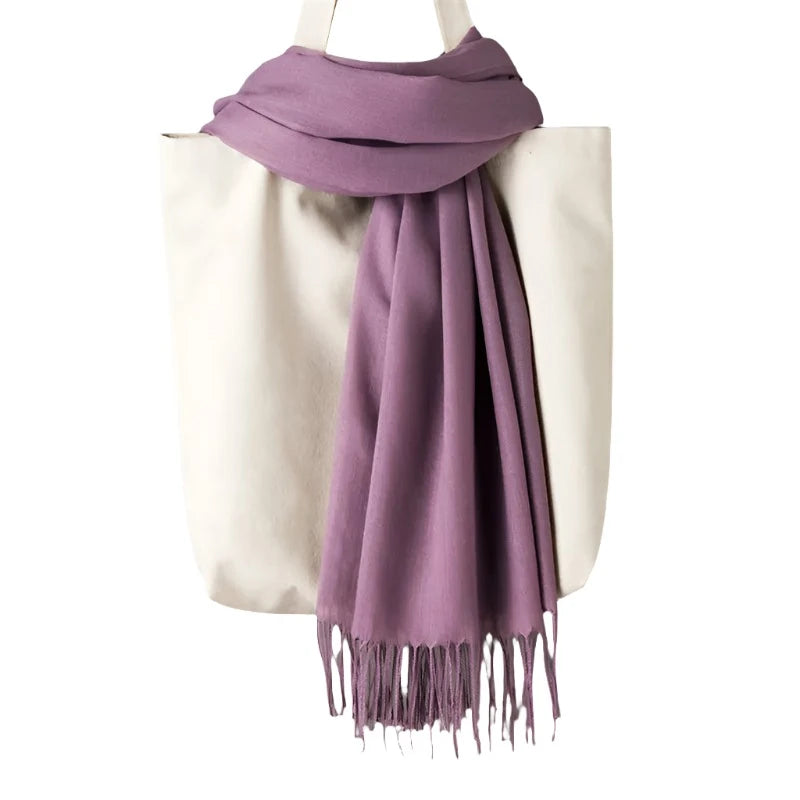 Fashion Women Scarf Thin Shawls Solid Colour Cashmere Like Pashmina Hijabs Wraps