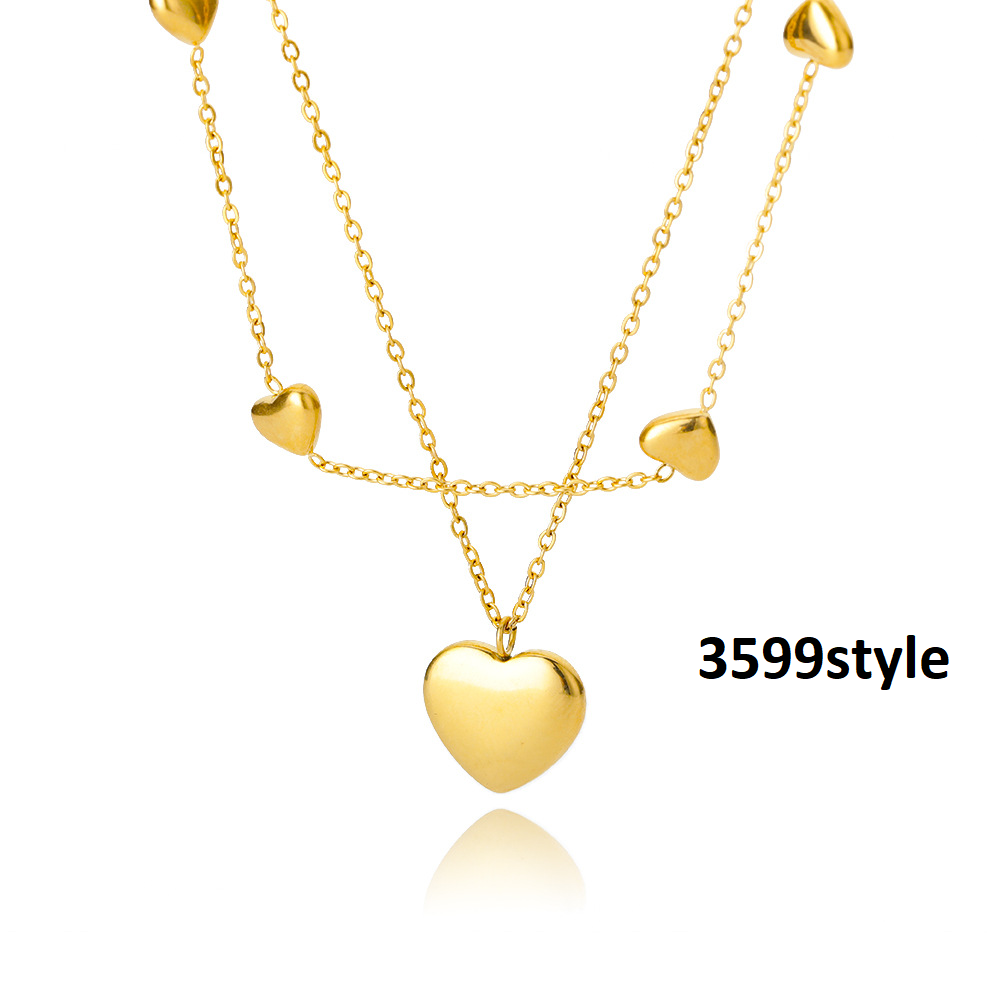 Veile Studios Fashion Jewelry Multilayer Heart Pendant Necklaces Stainless Steel Chain Choker