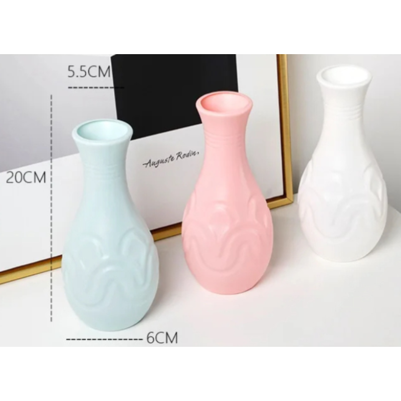 Flower Vase Light Green Small Wave Lines Pattern Nordic Pot Decor Vases