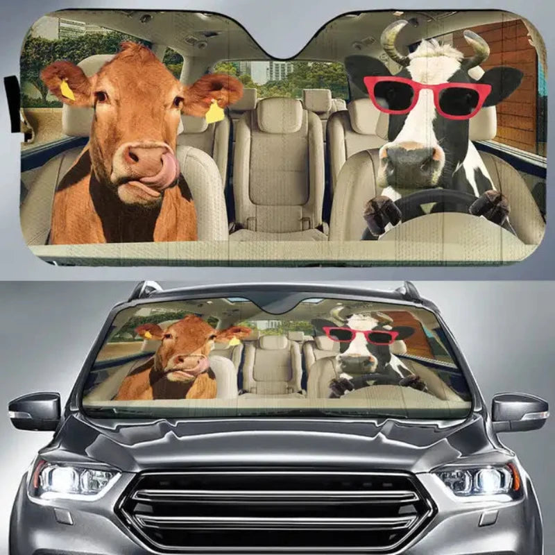 Funny Horse Driving 3D Printing Car Sun Visor Auto Decoration For Vehicle Parts Accessories