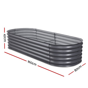 2X Green Fingers Raised Garden Bed 160X80x42cm Oval Planter Box Container Galvanised