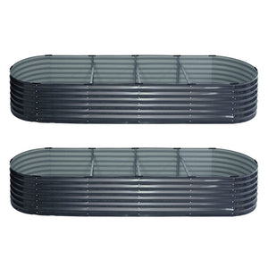 2X Green Fingers Raised Garden Bed 320X80x42cm Oval Planter Box Container Galvanised