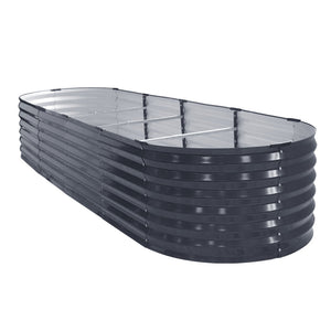 2X Green Fingers Raised Garden Bed 320X80x42cm Oval Planter Box Container Galvanised