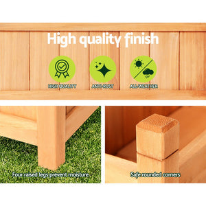 2X Green Fingers Raised Garden Bed 90X30x33cm Wooden Planter Box Container Growing