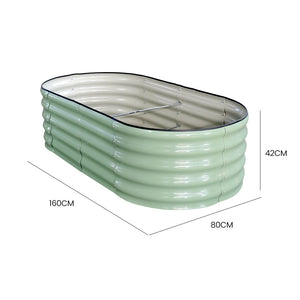 Plantcraft My Farm 160 X 80 42Cm Raised Garden Bed Oval Corrugated Metal Light Green