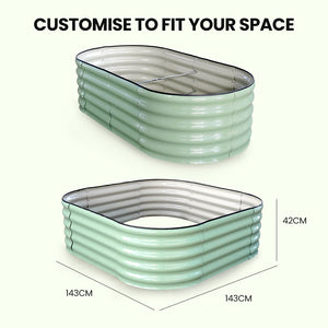 Plantcraft My Farm 160 X 80 42Cm Raised Garden Bed Oval Corrugated Metal Light Green