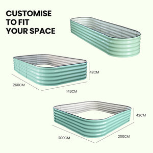 Plantcraft My Farm 320 X 80 42Cm Raised Garden Bed Oval Corrugated Metal Light Green