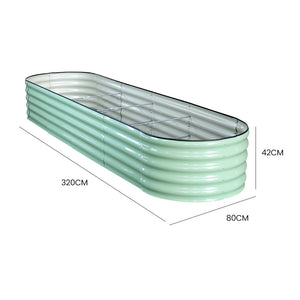 Plantcraft My Farm 320 X 80 42Cm Raised Garden Bed Oval Corrugated Metal Light Green