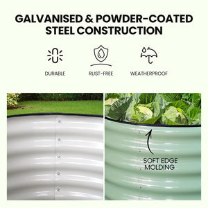 Plantcraft My Farm 320 X 80 42Cm Raised Garden Bed Oval Corrugated Metal Light Green