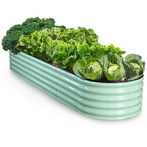 Plantcraft My Farm 320 X 80 42Cm Raised Garden Bed Oval Corrugated Metal Light Green