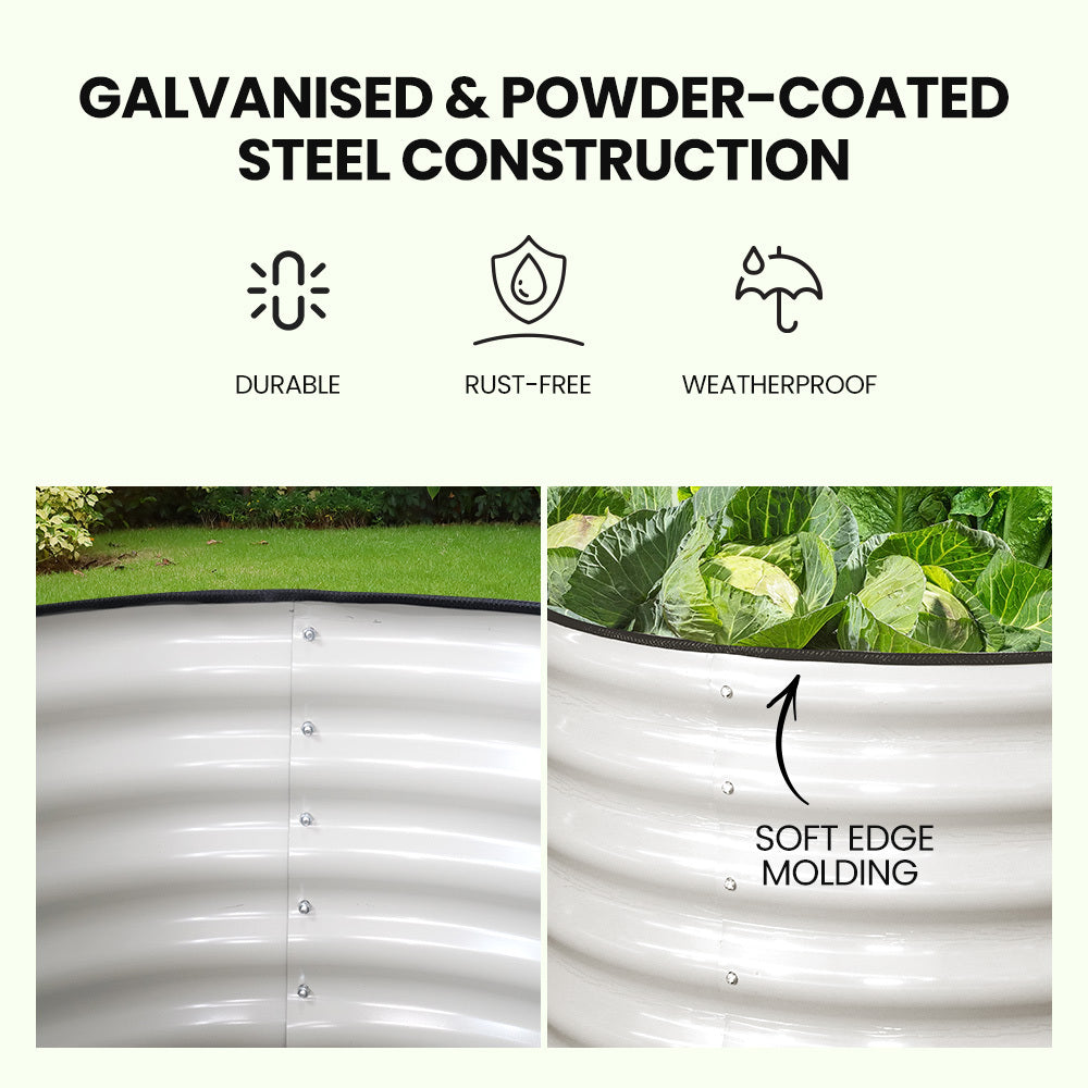 Plantcraft My Farm 240 X 80 42Cm Raised Garden Bed Oval Corrugated Metal Light Grey