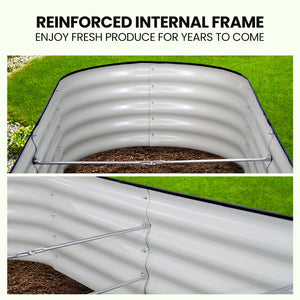 Plantcraft My Farm 240 X 80 42Cm Raised Garden Bed Oval Corrugated Metal Light Grey