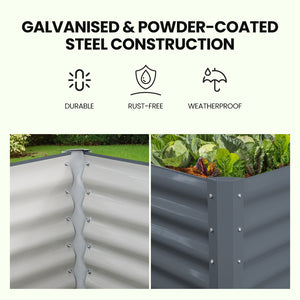 Plantcraft My Farm 240 X 90 45Cm Raised Garden Bed Rectangular Corrugated Metal With Ground Stakes Dark Grey