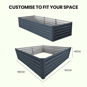 Plantcraft My Farm 240 X 90 45Cm Raised Garden Bed Rectangular Corrugated Metal With Ground Stakes Dark Grey