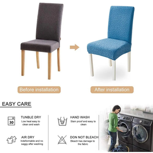 Chair Cover Blue Micro Knitted Design Elastic Material For Dining Room Kitchen