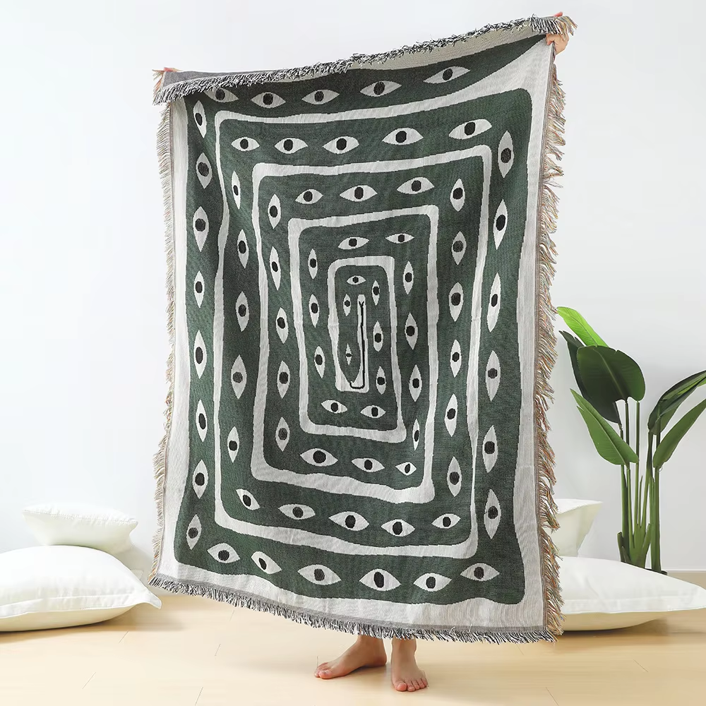 Green Eye Snake Throw Blanket Decor Carpet Wall Hanging Outdoor Camping Mat
