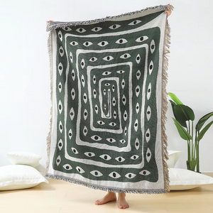 Green Eye Snake Throw Blanket Decor Carpet Wall Hanging Outdoor Camping Mat