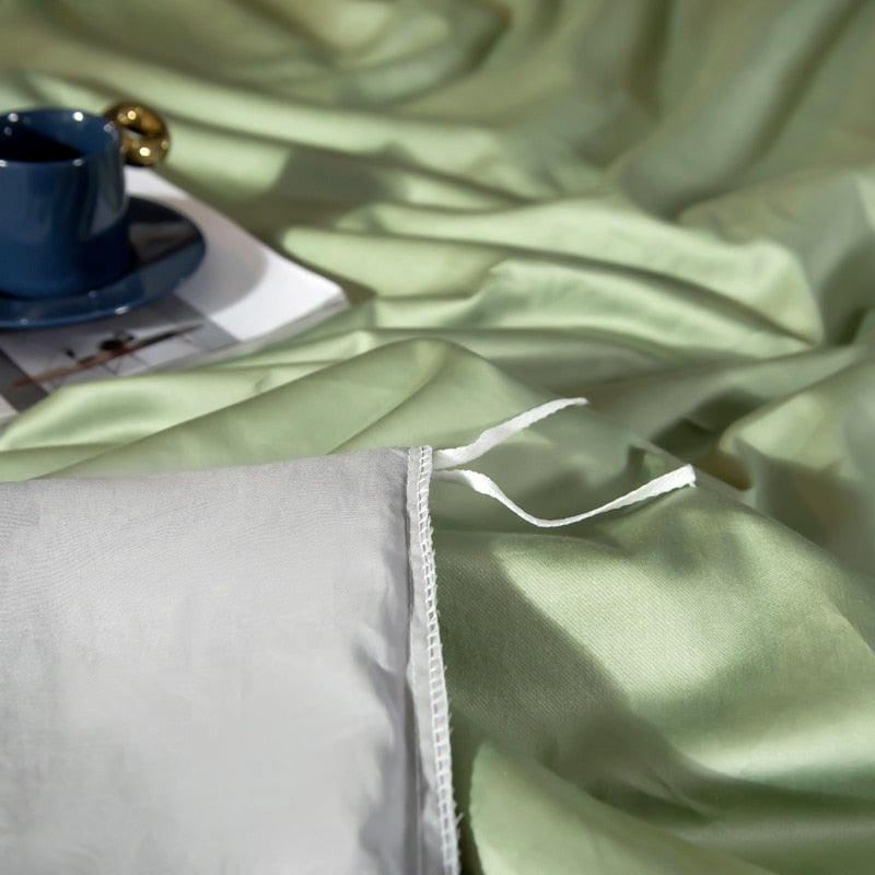 Duvet Comforter Set Double Green Light Grey Egyptian Cotton Thick Blanket Bedspread
