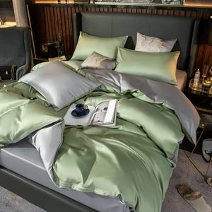 Duvet Comforter Set Double Green Light Grey Egyptian Cotton Thick Blanket Bedspread