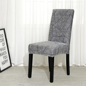 Chair Cover Grey Stone Break Design Anti Dirt Elastic Material For Dining Room Kitchen Wedding Hotel Banquet Restaurant