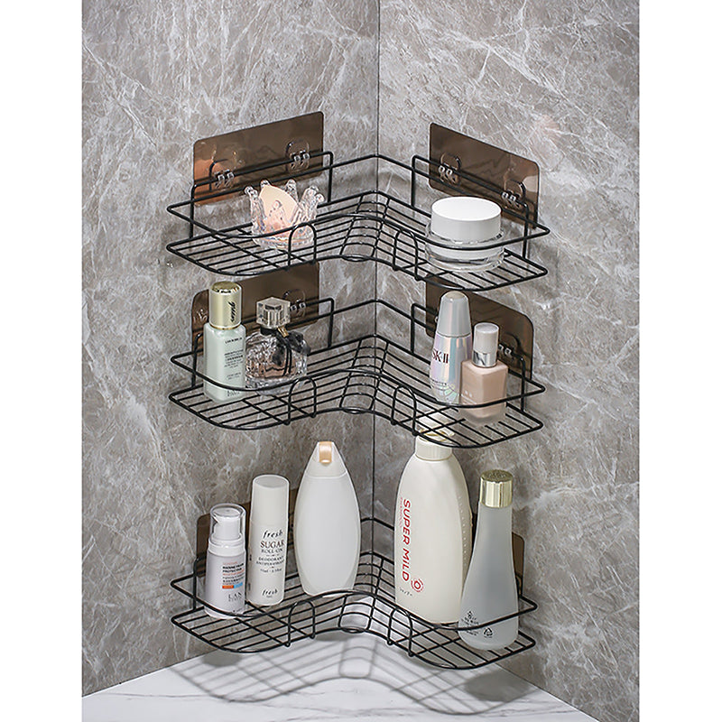 Corner Shelf Shower Silver No Drill Storage Rack Holder Bathroom Organiser Accessories