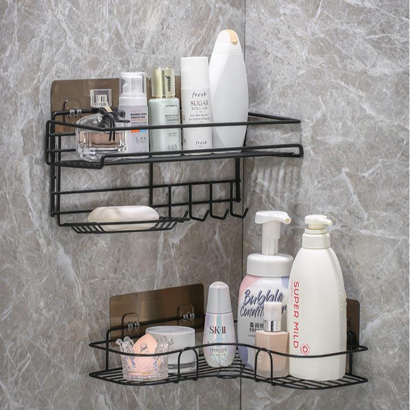 Corner Shelf Shower Silver No Drill Storage Rack Holder Bathroom Organiser Accessories