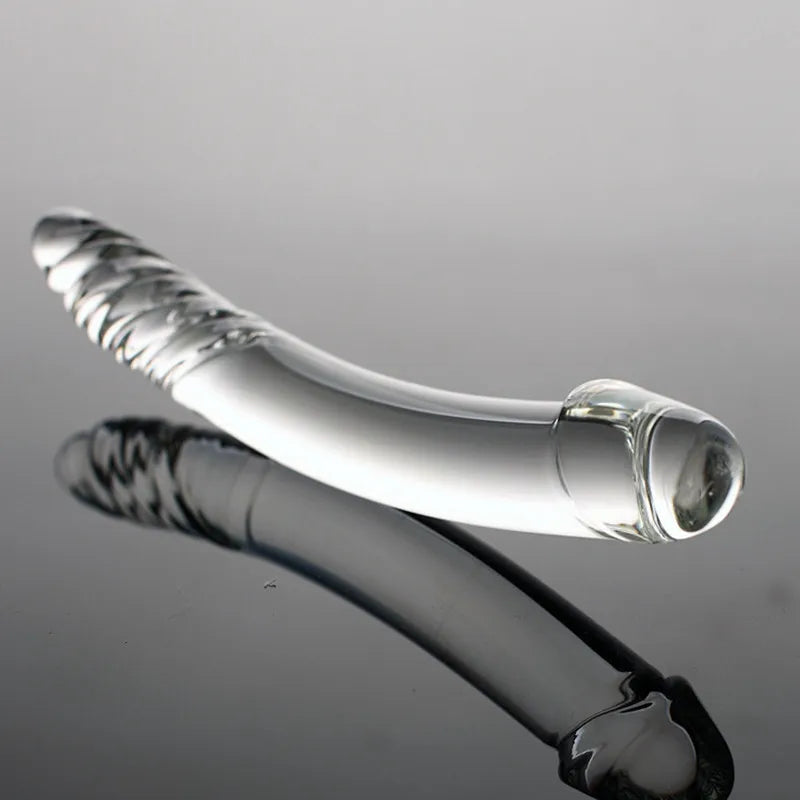 Black Wolf Pyrex Glass Dildo With Crystal Anal Butt Plug Spot Masturbation Adult Sex Toys