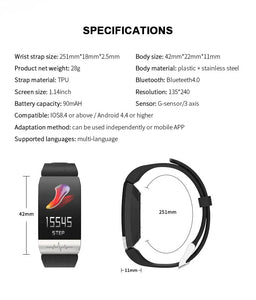 Ecg Ppg Smart Watch Fitness Tracker Waterproof Heart Rate Monitor