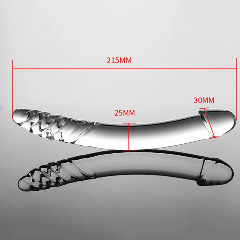 Black Wolf Pyrex Glass Dildo With Crystal Anal Butt Plug Spot Masturbation Adult Sex Toys