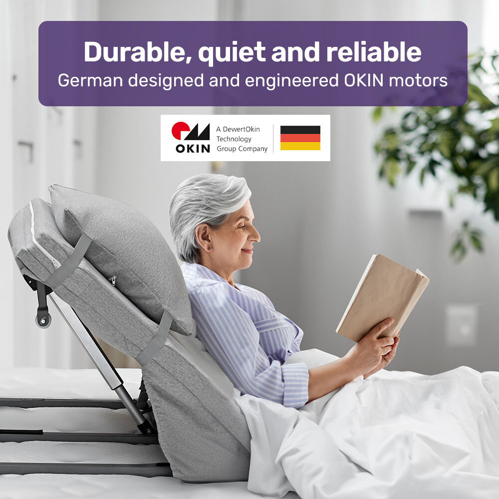 Equipmed Electric Bed Backrest And Leg Adjustment German Engineered Power Lifting With Remote Control Grey
