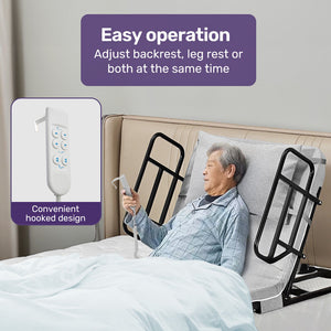 Equipmed Electric Bed Backrest And Leg Adjustment German Engineered Power Lifting With Remote Control Grey