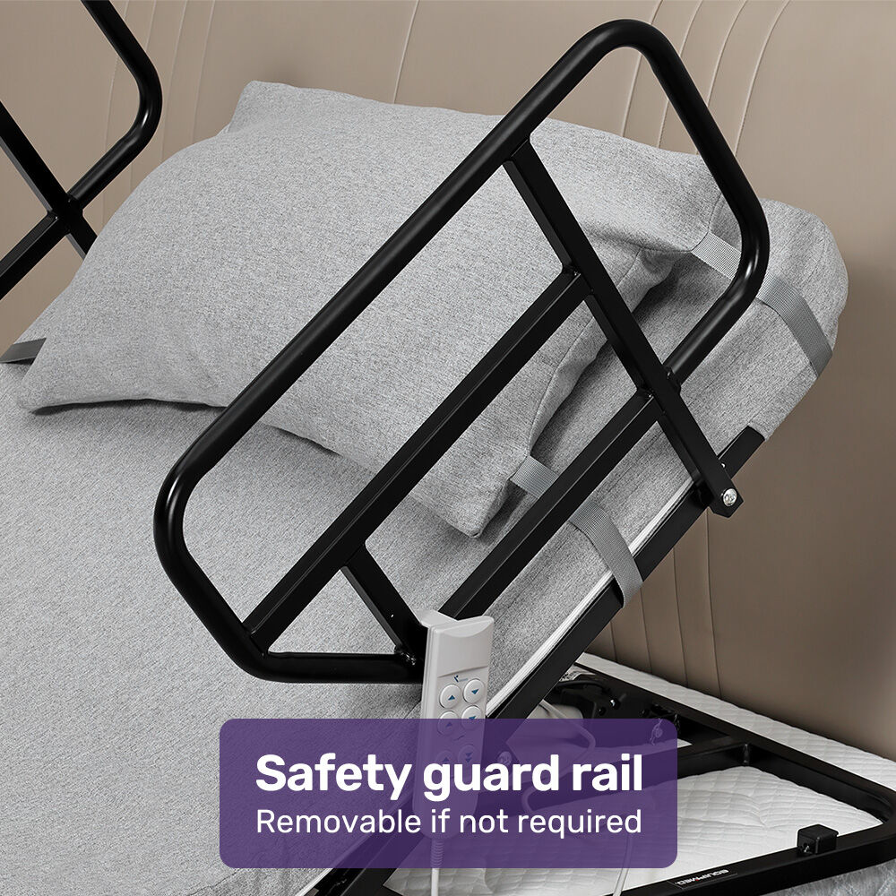 Equipmed Electric Bed Backrest And Leg Adjustment German Engineered Power Lifting With Remote Control Grey