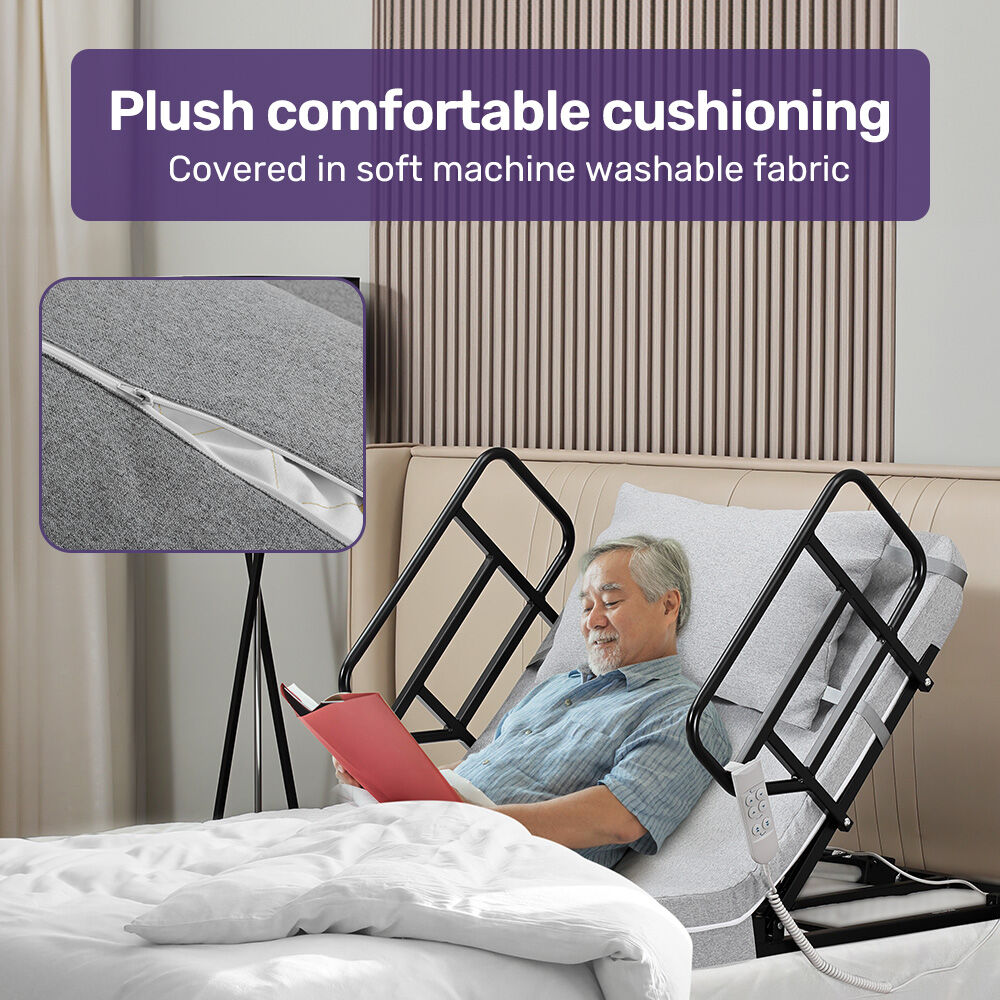 Equipmed Electric Bed Backrest And Leg Adjustment German Engineered Power Lifting With Remote Control Grey