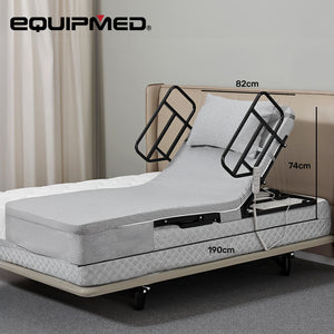 Equipmed Electric Bed Backrest And Leg Adjustment German Engineered Power Lifting With Remote Control Grey