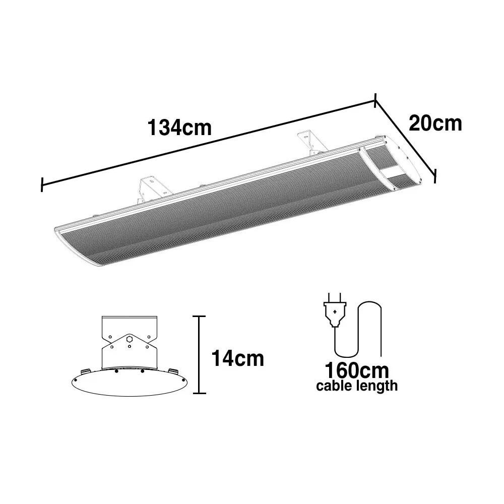 Bio-Design Electric Outdoor Strip Heater Patio Radiant Ceiling Wall Mounted 2 X 2400W