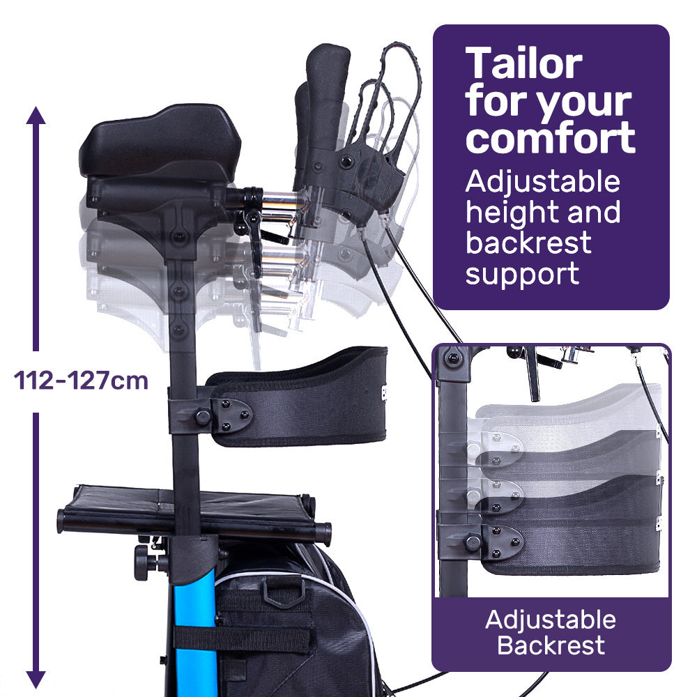 Equipmed Upright Rollator Walker With Forearm Support Rests Mobilty Aid Seat Blue