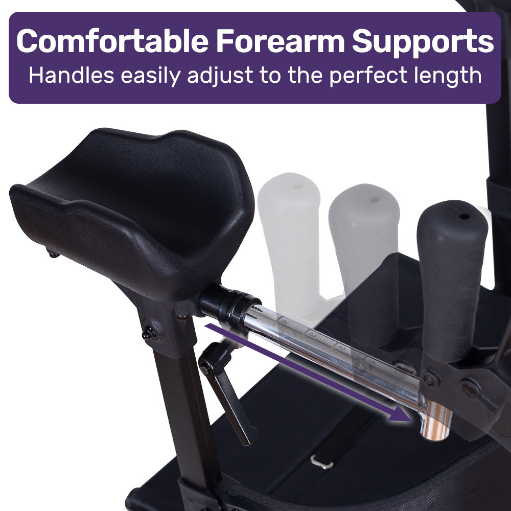 Equipmed Upright Rollator Walker With Forearm Support Rests Mobilty Aid Seat Blue