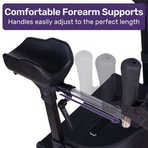Equipmed Upright Rollator Walker With Forearm Support Rests Mobilty Aid Seat Blue