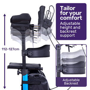 Equipmed Upright Rollator Walker With Forearm Support Rests Mobilty Aid Seat Blue