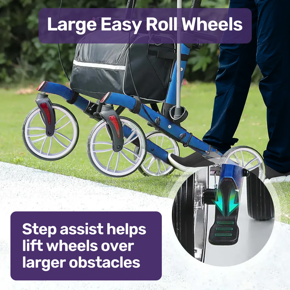 Equipmed Upright Rollator Walker With Forearm Support Rests Mobilty Aid Seat Blue