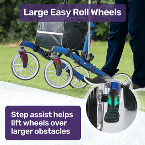 Equipmed Upright Rollator Walker With Forearm Support Rests Mobilty Aid Seat Blue